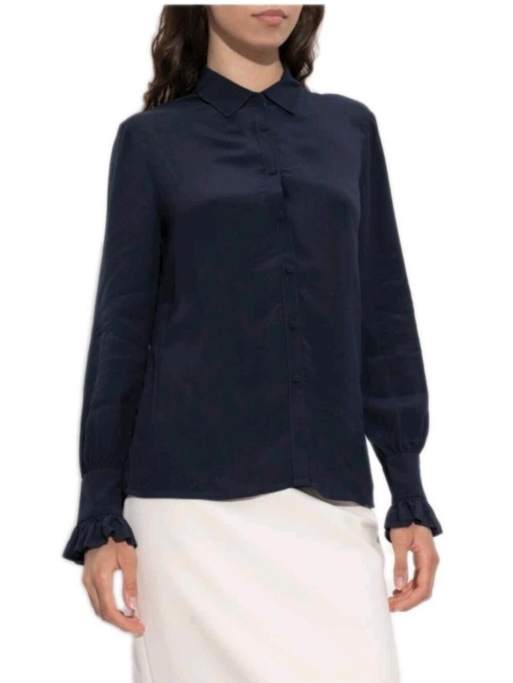 Zadig & Voltaire Thely Soft Women's Top XS Navy Long Sleeve Blouse NWT $298 #C - Picture 2 of 9